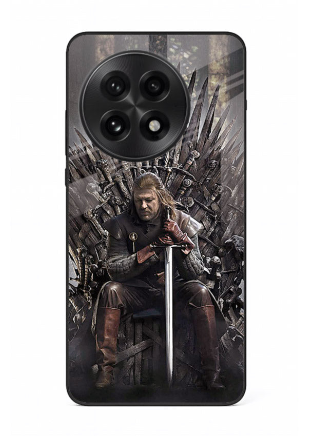 Warrior on iron throne artwork on glossy tempered glass OnePlus 13R back cover