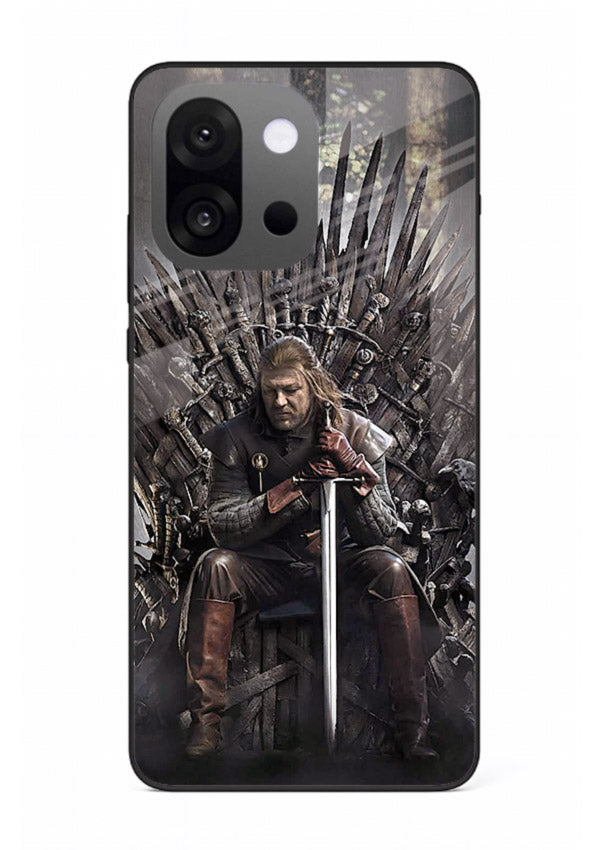 Warrior on iron throne artwork on glossy tempered glass OnePlus 13s back cover