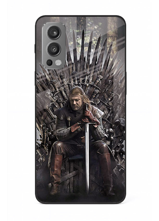 Warrior on iron throne artwork on glossy tempered glass OnePlus Nord 2 back cover