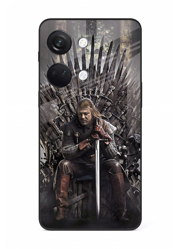Warrior on iron throne artwork on glossy tempered glass OnePlus Nord 3 back cover