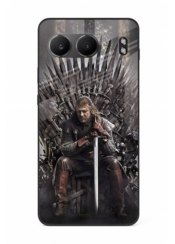 Warrior on iron throne artwork on glossy tempered glass OnePlus Nord 4 back cover