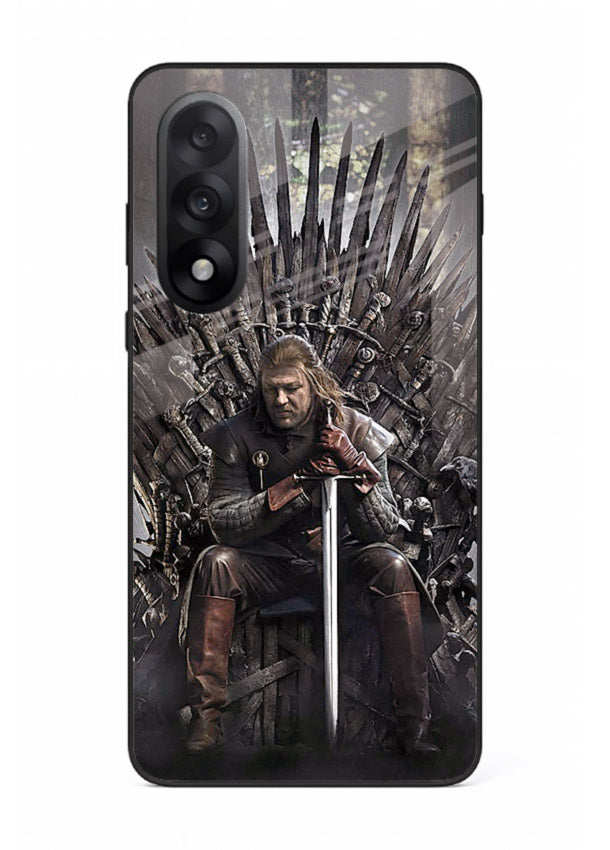 Warrior on iron throne artwork on glossy tempered glass OnePlus Nord 5 back cover