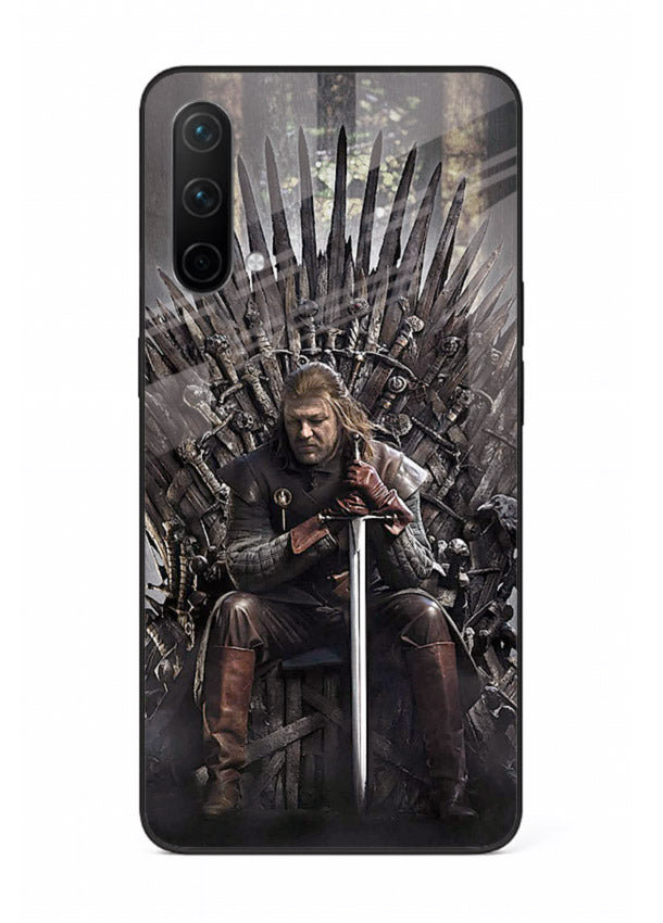 Warrior on iron throne artwork on glossy tempered glass OnePlus Nord CE 5G back cover