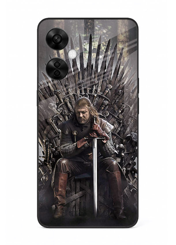 Warrior on iron throne artwork on glossy tempered glass OnePlus Nord CE3 Lite back cover