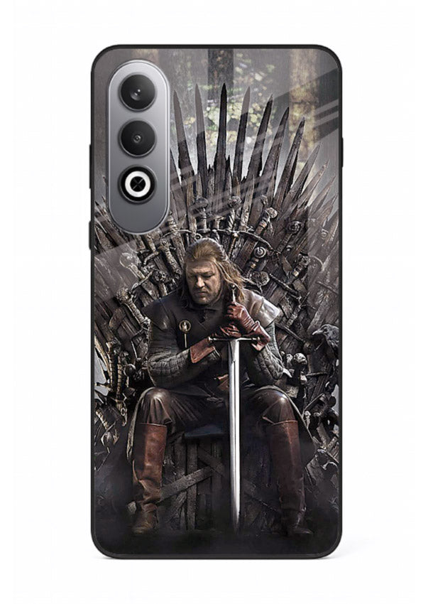 Warrior on iron throne artwork on glossy tempered glass OnePlus Nord CE4 back cover