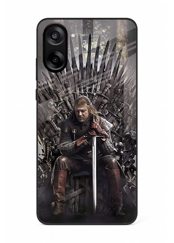 Warrior on iron throne artwork on glossy tempered glass OnePlus Nord CE5 back cover