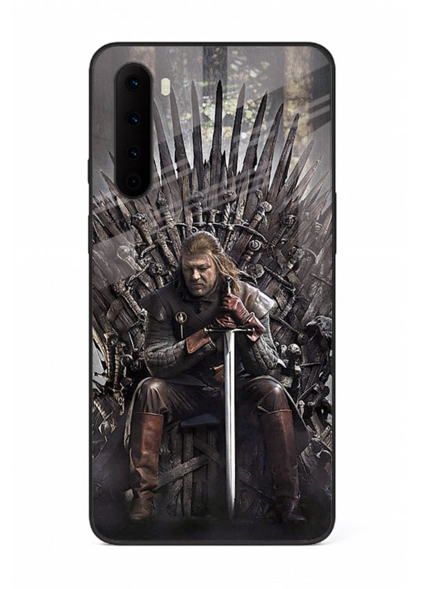 Warrior on iron throne artwork on glossy tempered glass OnePlus Nord back cover