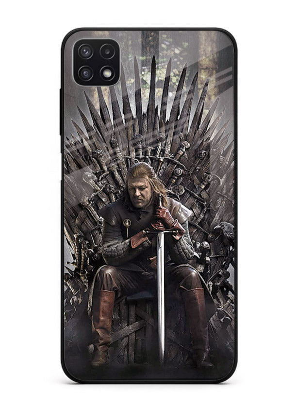 Warrior on iron throne artwork on glossy tempered glass Samsung F42 5G back cover