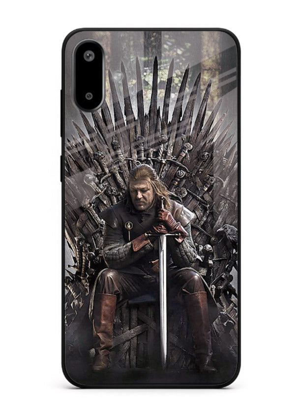 Warrior on iron throne artwork on glossy tempered glass Samsung F06 5G back cover