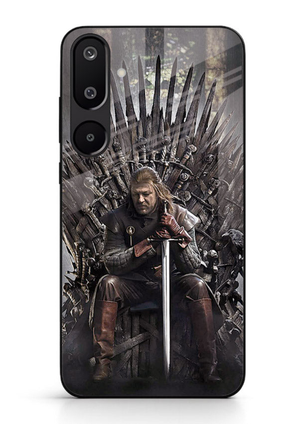 Warrior on iron throne artwork on glossy tempered glass Samsung M16 5G back cover