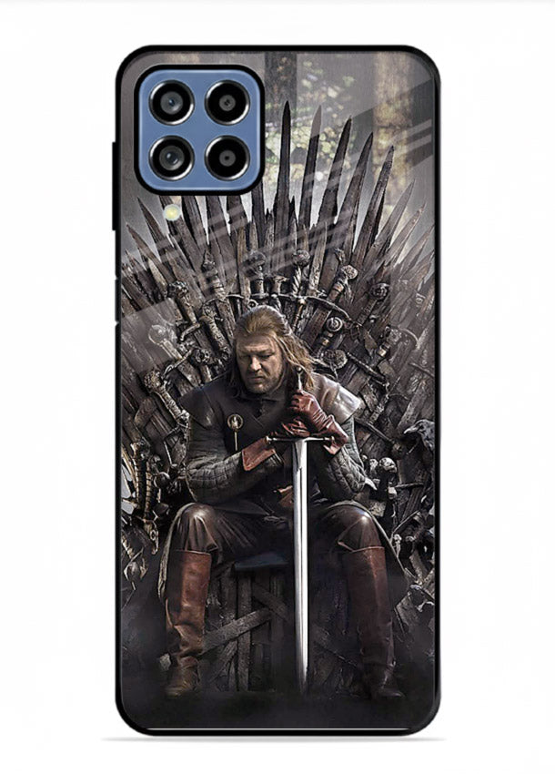 Warrior on iron throne artwork on glossy tempered glass Samsung F12 5G back cover