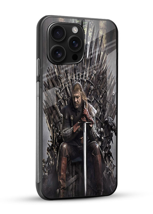 Warrior on iron throne artwork on glossy tempered glass mobile cover - 2