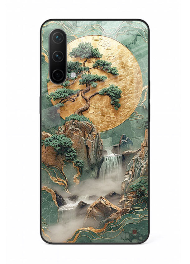 Jade Moon Landscape carved jade mountain artwork OnePlus Nord CE 5G glass back cover