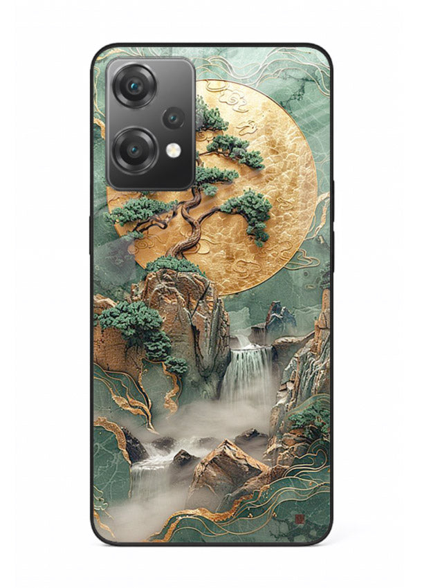 Jade Moon Landscape carved jade mountain artwork OnePlus Nord CE2 Lite 5G glass back cover