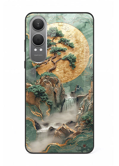 Jade Moon Landscape carved jade mountain artwork OnePlus Nord CE4 Lite glass back cover