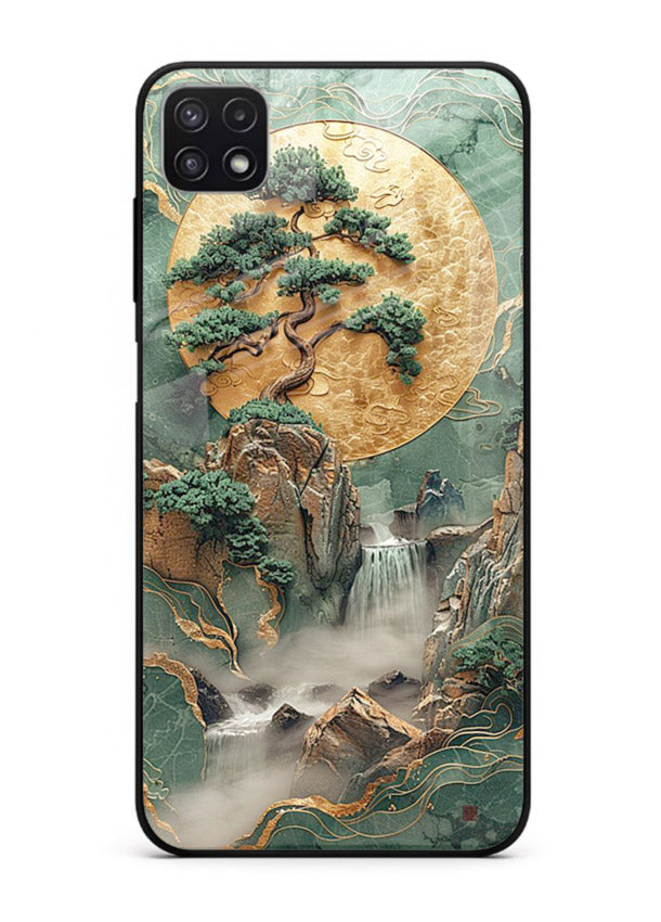 Jade Moon Landscape carved jade mountain artwork Samsung F42 5G glass back cover