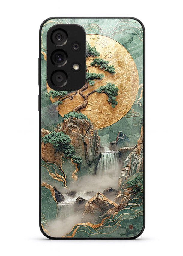 Jade Moon Landscape carved jade mountain artwork Samsung A33 5G glass back cover