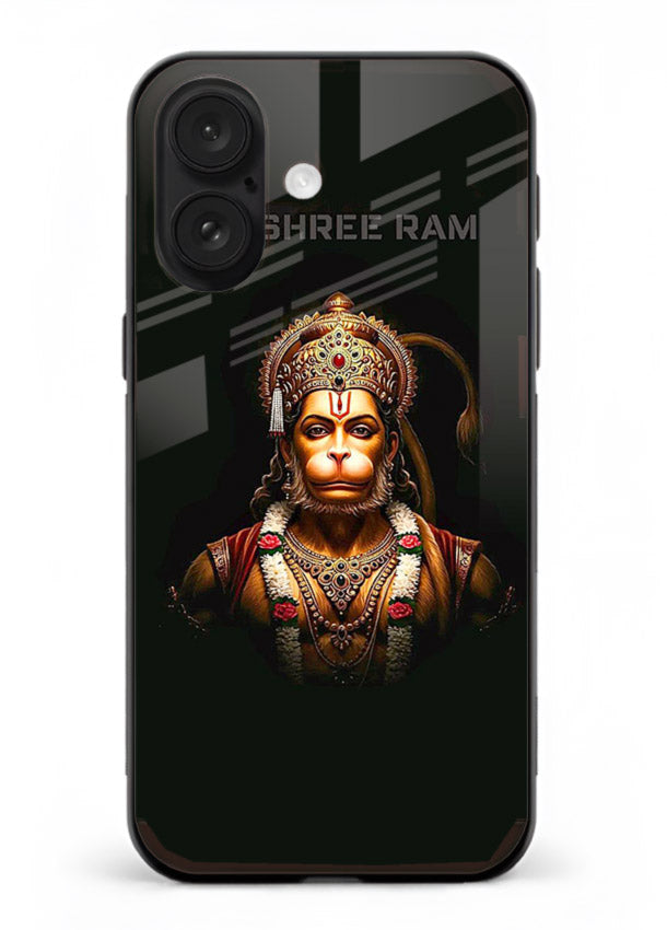 Powerful Jai Shree Ram god art iphone 18 glass back bold spiritual cover