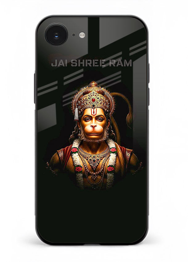 Powerful Jai Shree Ram god art iphone 16e glass back bold spiritual cover