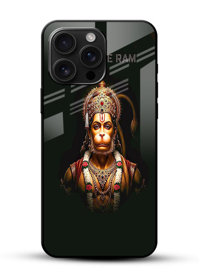Powerful Jai Shree Ram god art glossy vibrant premium glass back bold spiritual cover - Angle Front