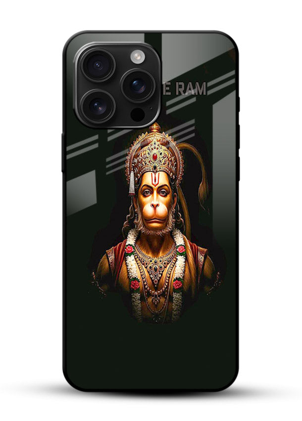 Powerful Jai Shree Ram god art glossy vibrant premium glass back bold spiritual cover - Angle Front