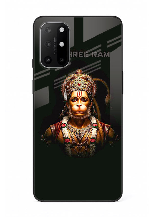 Powerful Jai Shree Ram god art OnePlus 8T glass back bold spiritual cover