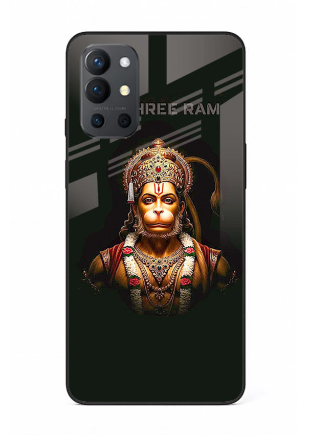 Powerful Jai Shree Ram god art OnePlus 9R glass back bold spiritual cover