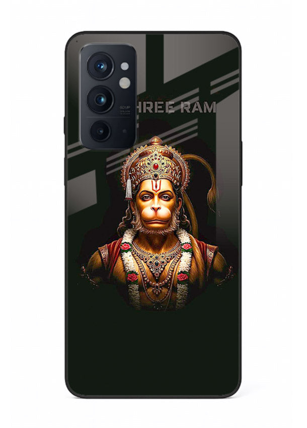Powerful Jai Shree Ram god art OnePlus 9RT glass back bold spiritual cover