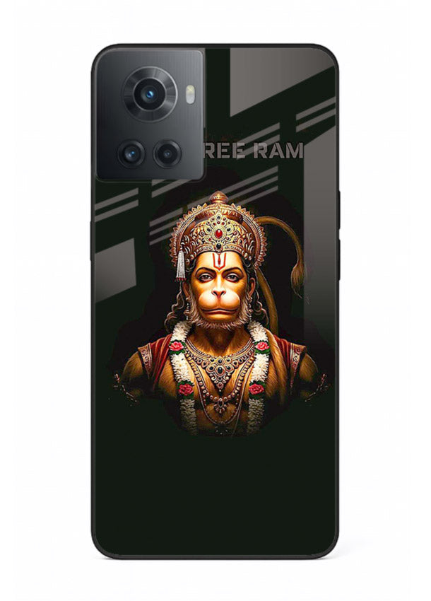 Powerful Jai Shree Ram god art OnePlus 10R glass back bold spiritual cover