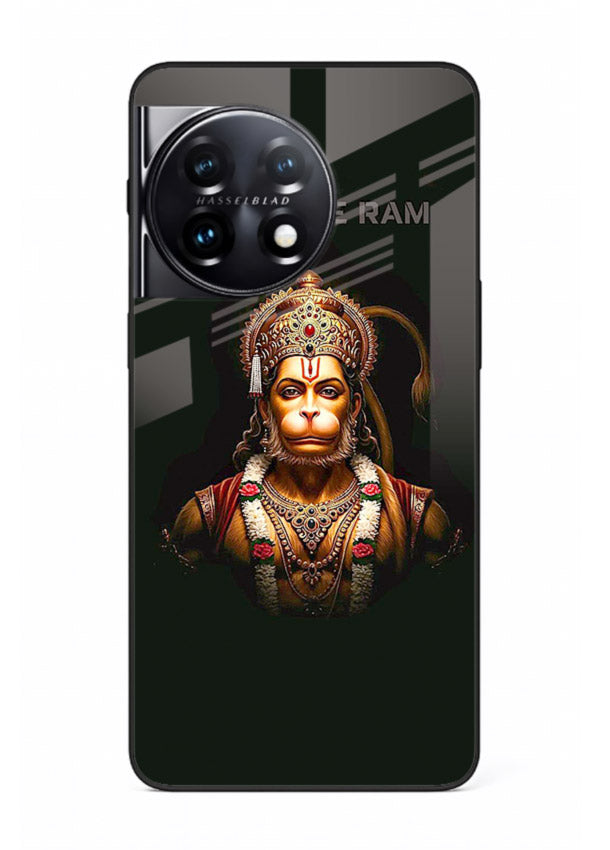 Powerful Jai Shree Ram god art OnePlus 11R glass back bold spiritual cover