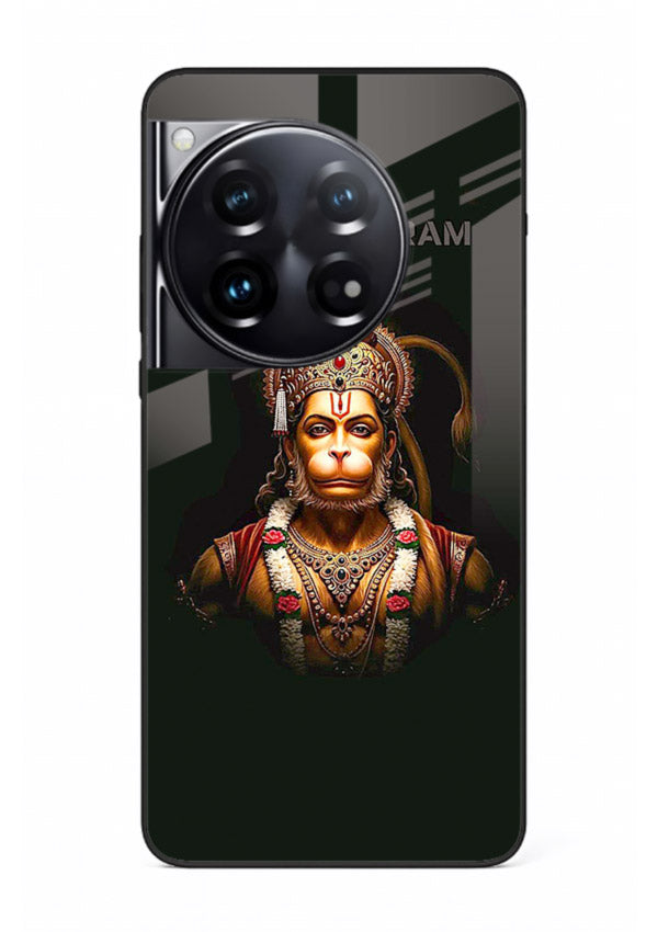 Powerful Jai Shree Ram god art OnePlus 12 glass back bold spiritual cover