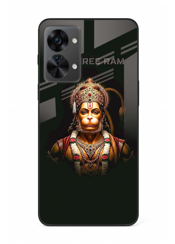 Powerful Jai Shree Ram god art OnePlus Nord 2T glass back bold spiritual cover