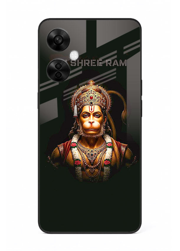 Powerful Jai Shree Ram god art OnePlus Nord CE3 Lite glass back bold spiritual cover