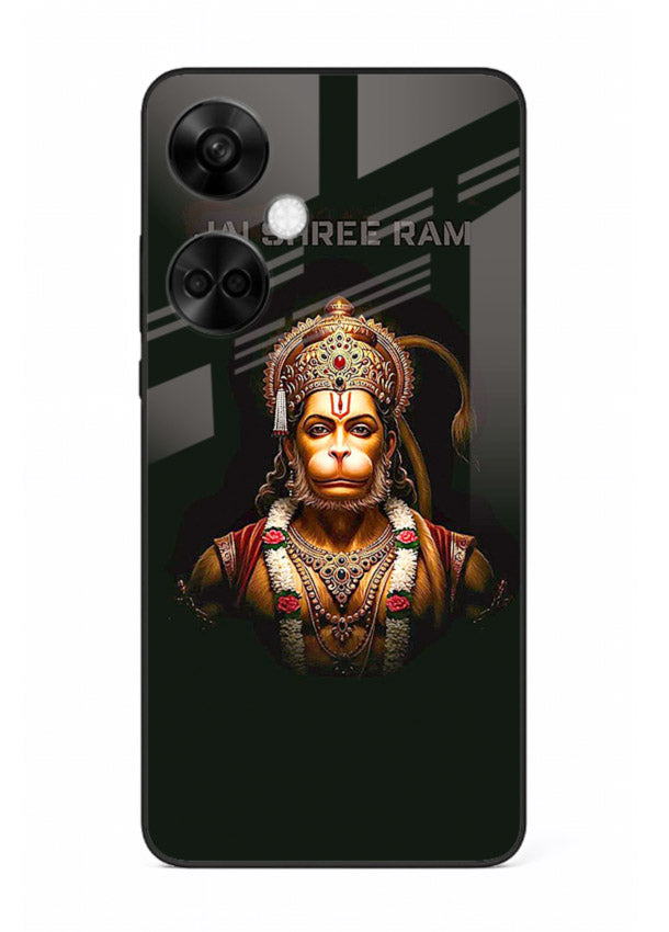 Powerful Jai Shree Ram god art OnePlus Nord CE3 glass back bold spiritual cover