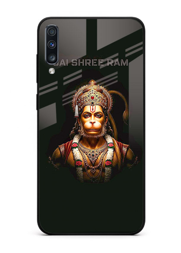 Powerful Jai Shree Ram god art Samsung A50 glass back bold spiritual cover