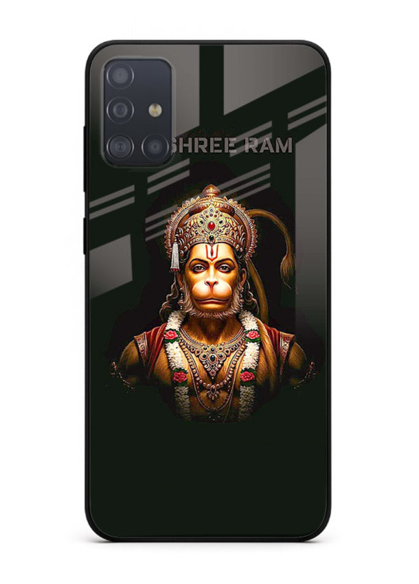 Powerful Jai Shree Ram god art Samsung A71 glass back bold spiritual cover