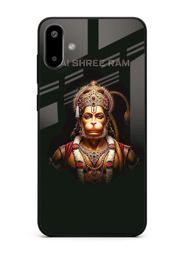 Powerful Jai Shree Ram god art Samsung F06 5G glass back bold spiritual cover
