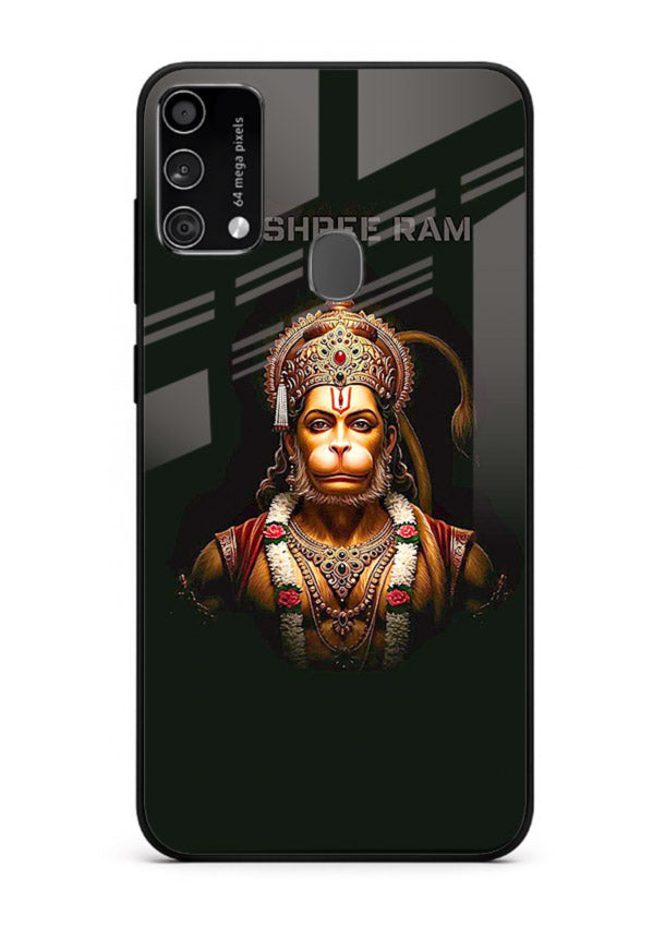 Powerful Jai Shree Ram god art Samsung F41 glass back bold spiritual cover