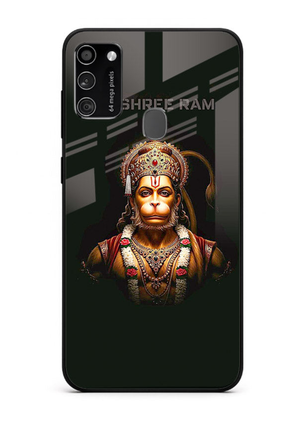 Powerful Jai Shree Ram god art Samsung M30s glass back bold spiritual cover