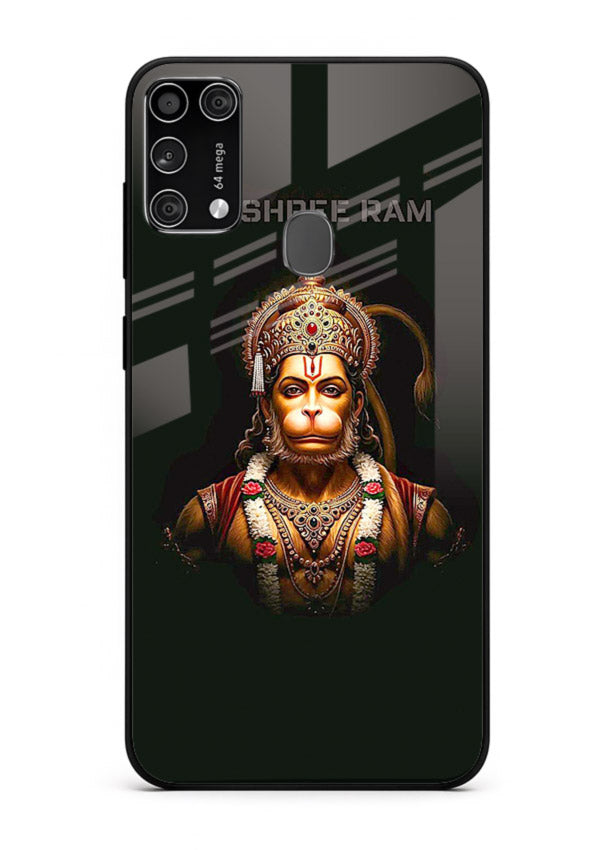 Powerful Jai Shree Ram god art Samsung M31 glass back bold spiritual cover