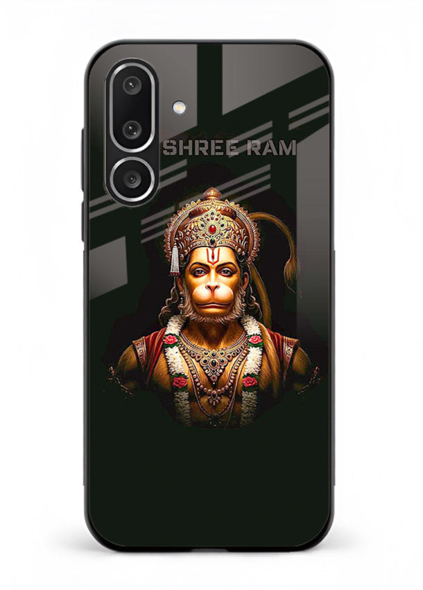Powerful Jai Shree Ram god art Samsung F56 5G glass back bold spiritual cover