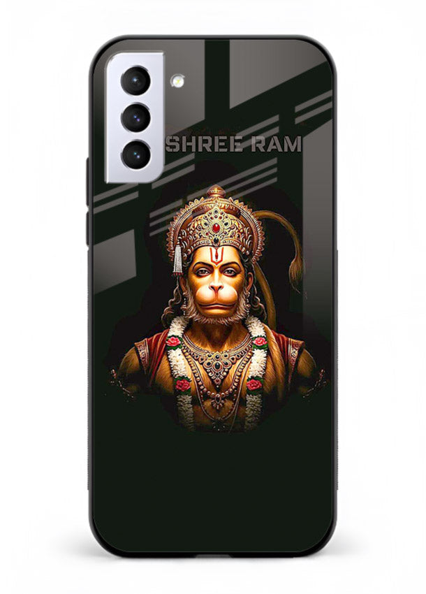 Powerful Jai Shree Ram god art Samsung S21 FE glass back bold spiritual cover