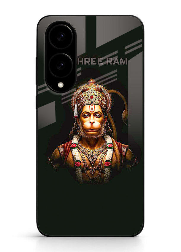 Powerful Jai Shree Ram god art Samsung S25 Edge glass back bold spiritual cover