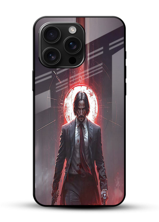 John Wick Action red pose cover for Glossy Vibrant Premium Look - Angle Front