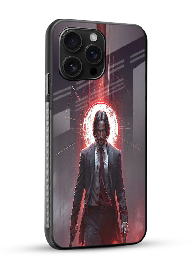 John Wick Action red pose cover for Glossy Vibrant Premium Look - Angle Side