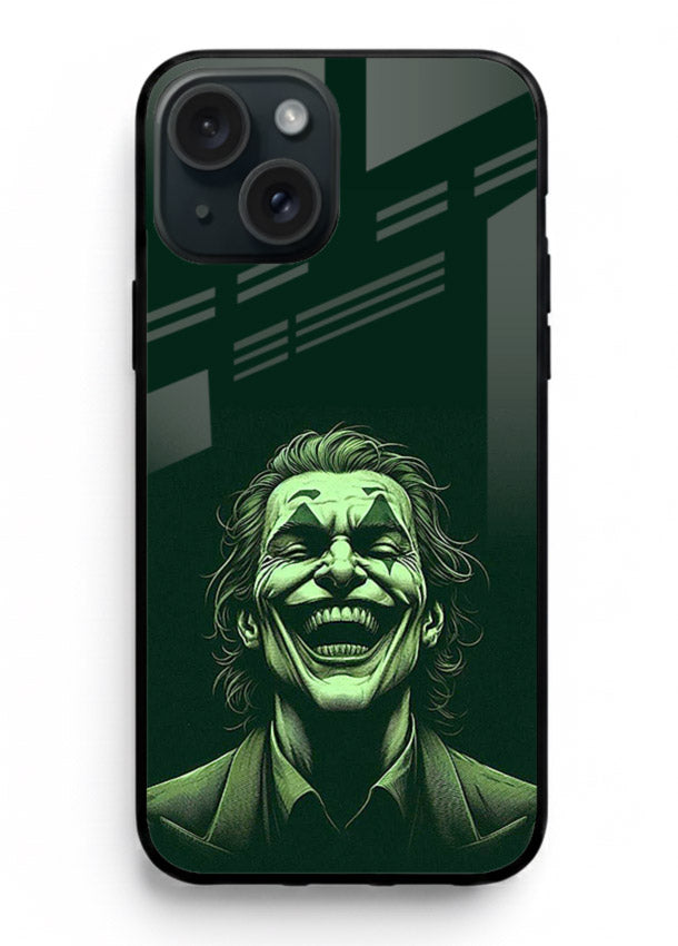 joker toxic smile dark art iphone 15 plus glass cover villain themed stylish case