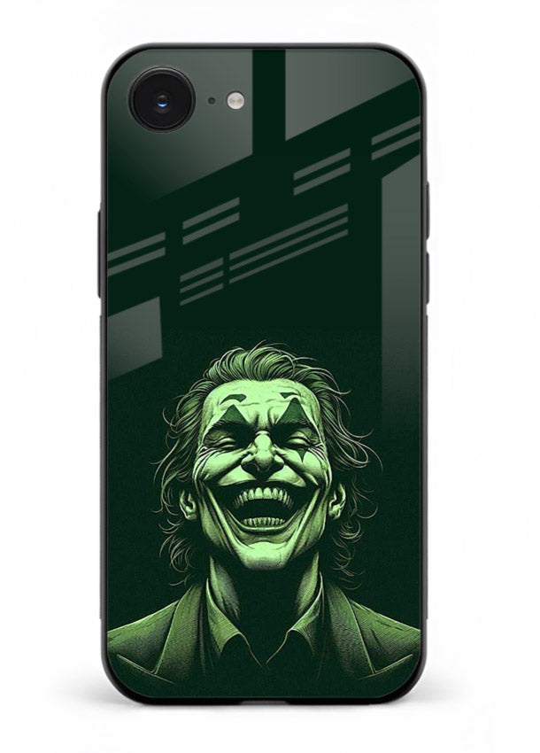 joker toxic smile dark art iphone 16e glass cover villain themed stylish case
