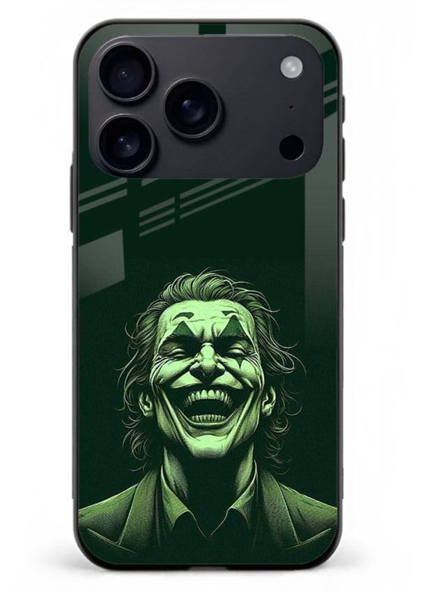 joker toxic smile dark art iphone 18 pro max glass cover villain themed stylish case