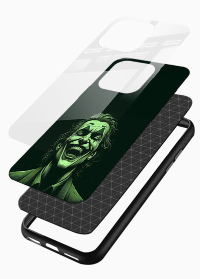 joker toxic smile dark art glossy vibrant premium glass cover villain themed stylish case - Angle Layers
