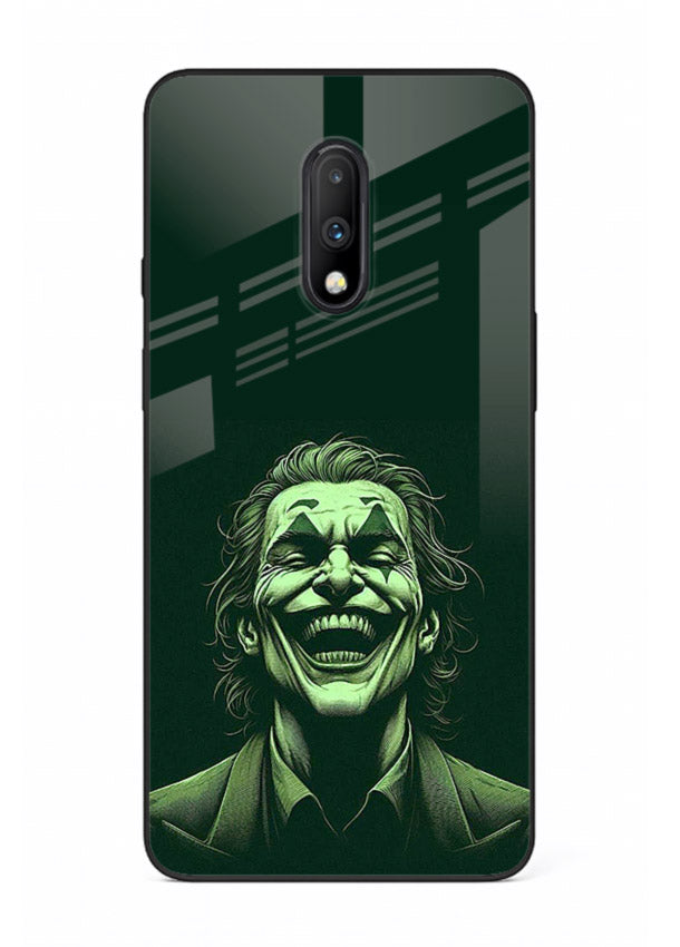 joker toxic smile dark art OnePlus 7 glass cover villain themed stylish case